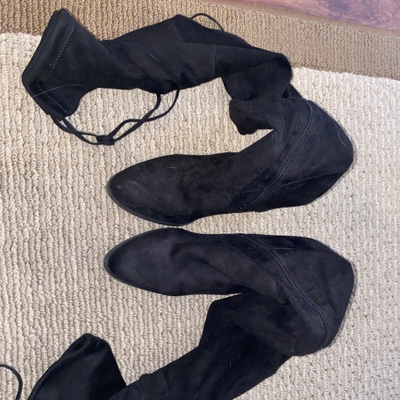 Over the knee suede black boots - Picture 2 of 5